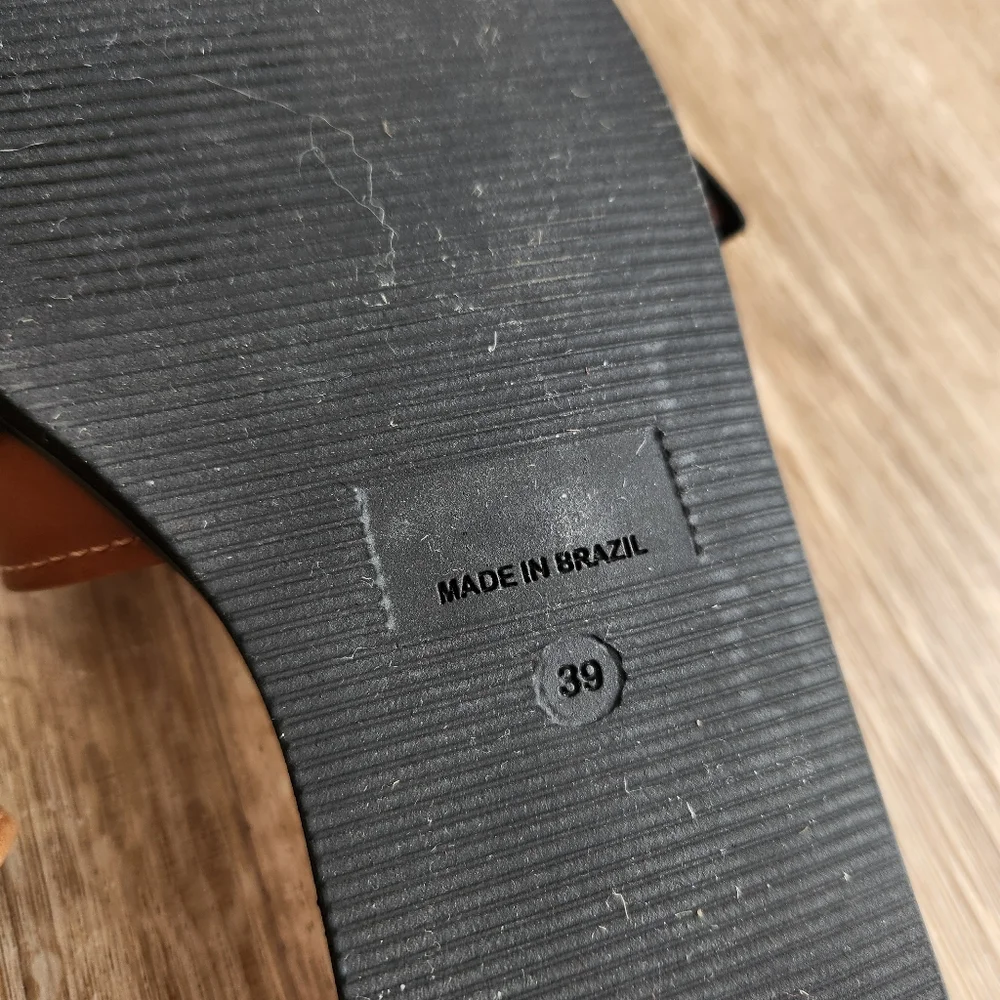 Anthropologie Cedar Brown & Black Buckle Slide Sandals Women's Size 39 - Picture 5 of 7